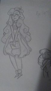 some art that i did for a new oc, yeet (oK IK THE QUALITY IS BAD, I HAD TO TAKE THIS IN THE CLOSET)