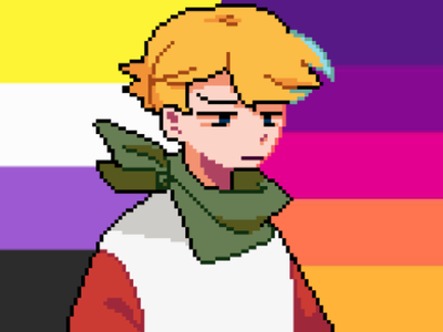New Tommy pfp Non-Binary flag and Questioning sexuality flag thing