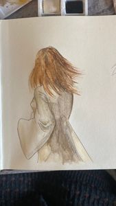 i barely post my art anymore but !watercolor study from the new she’s green mv