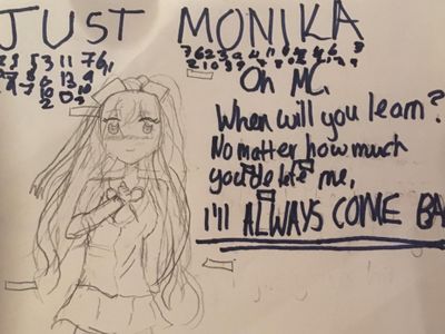 My VERY POOR attempt at drawing Monika from DDLC