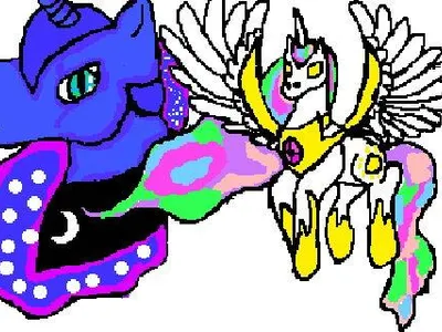 i drew me and my sister [derpy smile]