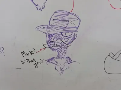 Purple Guy with a Markipler styled Mustache.