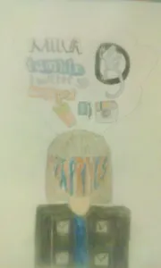 The drawing! (The writing across my face says 'MikasPrincess', by the way.)
