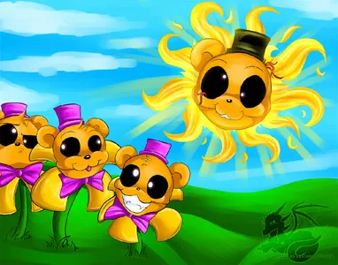 The Fredbears that turned into flowers. And Sun Goldie.