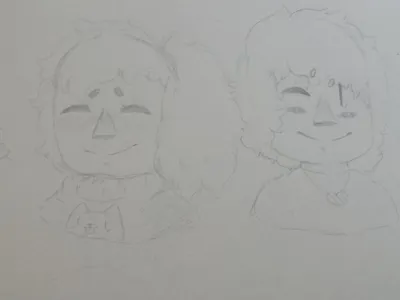 I drew my crush and me, hh :>