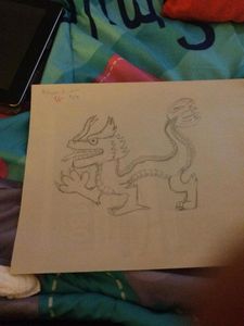 We had to draw a dragon in art