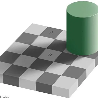 Will you believe this? The squares marked 'A' and 'B' are actually exactly the same shade of grey!