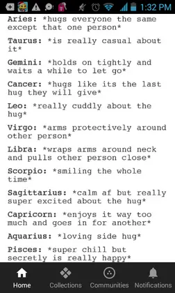 How the Zodiacs hug