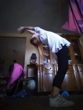 Then stick your hands out in first position