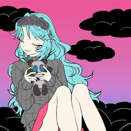 blue hair is so pretty <3
