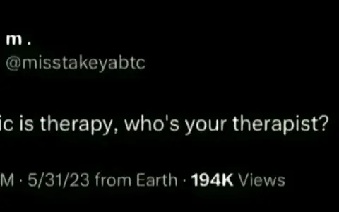 If music is therapy, who's your therapist? Curious at what others will answer. If music is therapy, who's your therapist? Curious at what others will answer.