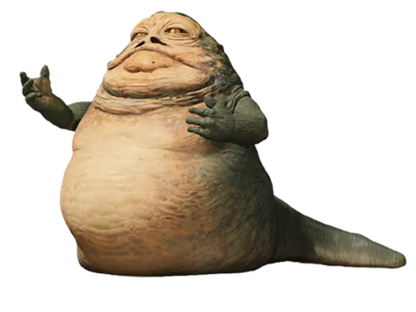 Now it's Jabba's turn! Jabba: Jedi poodue. Jenny: What? Jabba: Jedi poodue. Jenny: Um... Jabba: Is your other character poodue?