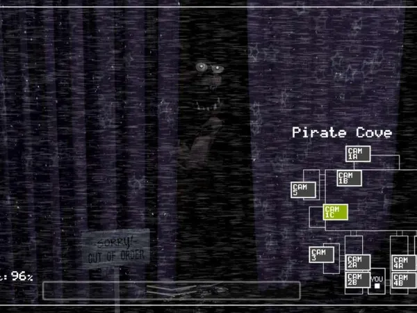 You see foxy start to peek out of pirate cove.