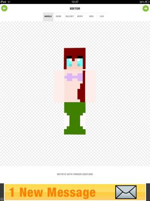 What do you think of this Minecraft skin? I made a Minecraft skin using this app. It's a skin of Princess Ariel (from the little mermaid) and it took me a long time. Please tell me what you think! What do you think of this Minecraft skin? I made a Minecraft skin using this app. It's a skin of Princess Ariel (from the little mermaid) and it took me a long time. Please tell me what you think!