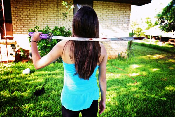 does me having a sword creep you out ? evrybody say's i'm creepy with a sword yes that is blood on it i acidentally cut myself does me having a sword creep you out ? evrybody say's i'm creepy with a sword yes that is blood on it i acidentally cut myself