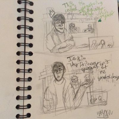 Is this an okay drawing? Just wondering is all. It took me awhile to find something to draw...Um, Right! Anyway just rate it please. Um, right, their dialogue is below this. Panel 1 Princey/Roman/Creativity: This is called yogurt-ing, I've actually tried this myself. Panel 2 Anxiety/Virgil: Is this why Princey spit yogurt at me, yesterday? Is this an okay drawing? Just wondering is all. It took me awhile to find something to draw...Um, Right! Anyway just rate it please. Um, right, their dialogue is below this. Panel 1 Princey/Roman/Creativity: This is called yogurt-ing, I've actually tried this myself. Panel 2 Anxiety/Virgil: Is this why Princey spit yogurt at me, yesterday?