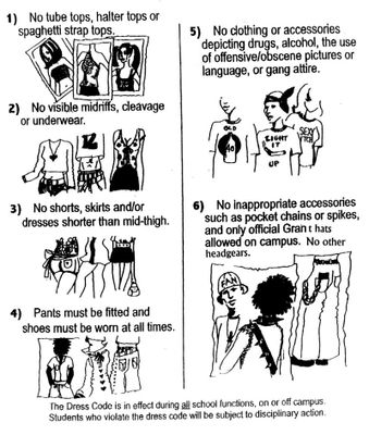 School dress code? My schools dress code sucks. We aren't allowed to show shoulder. Like, whut? And if shorts are even a millimeter shorter than mid thigh, all hell breaks loose. I get not getting to wear booty shorts, and sleepless tops, no saggy pants, etc etc. anyway, what's your school dress code like? School dress code? My schools dress code sucks. We aren't allowed to show shoulder. Like, whut? And if shorts are even a millimeter shorter than mid thigh, all hell breaks loose. I get not getting to wear booty shorts, and sleepless tops, no saggy pants, etc etc. anyway, what's your school dress code like?