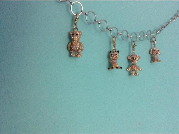 <c:out value='Chain necklace with 4 adorable charms: bear, cat, monkey, dog. Tell me your fav charm!'/>