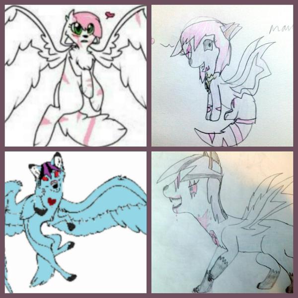 <c:out value='Mangled and Scarred (art on the left is Wolfthecreepypasta and on the right is mine)'/>