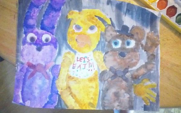 <c:out value='Chica, Bonnie, and Fredbear.'/>