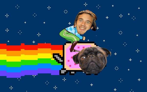 <c:out value='@LanaTheWolf Edgar as nyan cat with pewds riding him'/>