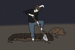 Oct 7 'grave digging' with samgladiator digging up his best friend's dead gf so he can cook her