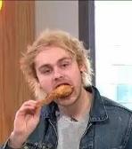 Day 11 (eating) Michael Clifford is a mood tho- he looks dead inside while he is stuffing his mouth.