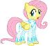 Fluttershy's white, jeweled outfit look