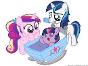 Twilight Sparkle with her brother and her sister in law