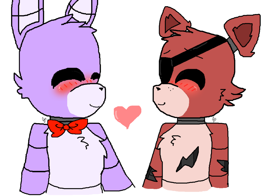 Bonnie x Foxy (ok last one, i did all animatronics x eachother)