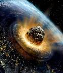 Large meteorite colliding with earth