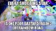getting pushed off of Rainbow Road