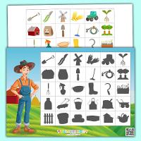Printable Gardening and Farm Tools Learning Activity for Kids
