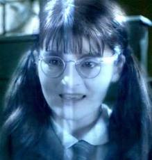 You go to the girl's bathroom and see moaning Myrtle. you've seen her before. what do you do?
