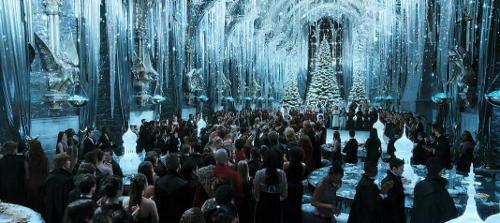 Who did Ron, Harry and Hermione go to the Yule Ball with?