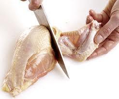 When Cutting chicken what should you do with the knife if your going to use it again