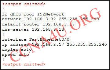 Refer to the exhibit. A host connected to Fa0/0 is unable to acquire an IP address from the DHCP server. The output of the debug ip dhcp server command shows “DHCPD: there is no address pool for 192.168.3.17″. What is the problem?