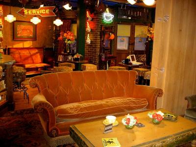 What is the famous orange couch at Central Perk made of?