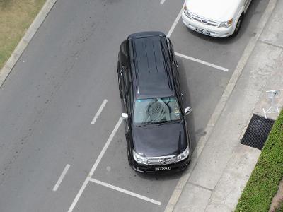 When is it safe to shift your car into park while parallel parking?