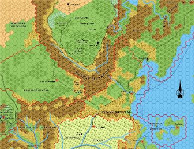 Which game features different civilizations battling for territory in a hexagonal world map?
