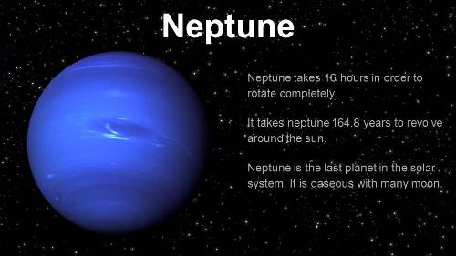 Neptune day, year ,distance , temprature, size ?