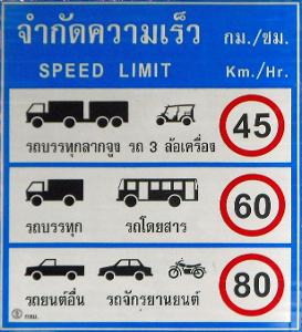 In Thailand, what is the maximum speed limit for cars on highways?