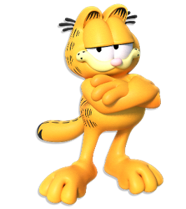 Which famous comic strip features a lazy orange cat named Garfield?
