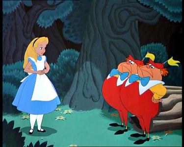 What games did Tweedledee and Tweedledum offer to play with Alice?