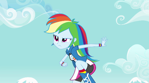 In the movie Equestria Girls, what is Rainbow Dash's challenge to Twilight Sparkle if she wants her help to win the crown?