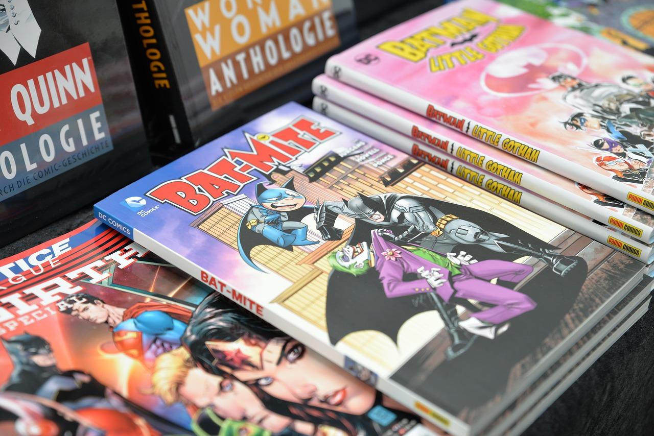 What is the name of the comic book company that publishes the Batman comics?