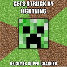 What happens when a creeper is struck by lighting?
