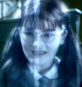 True o False the ghost name in the girls bathroom's name is Moaning Myrtle