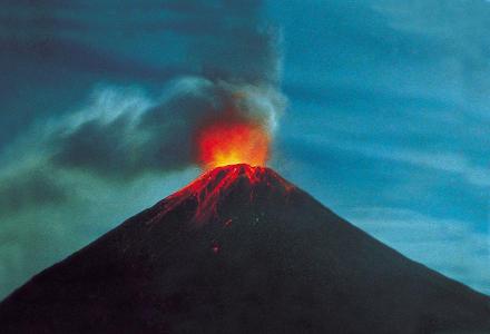 Volcanic eruptions can cary what to earths surface?