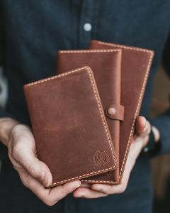 What is the most common material used for making wallets?